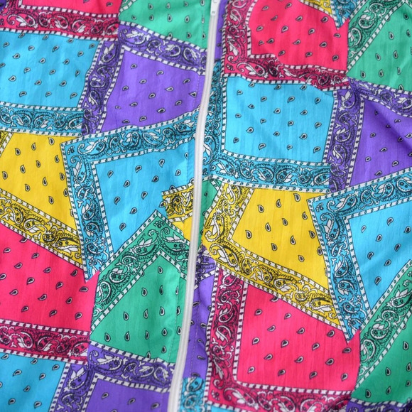 Vintage CA Sport Nylon Rainbow Blocked Zip Up Lightweight Patchwork Jacket S - Picture 7 of 10